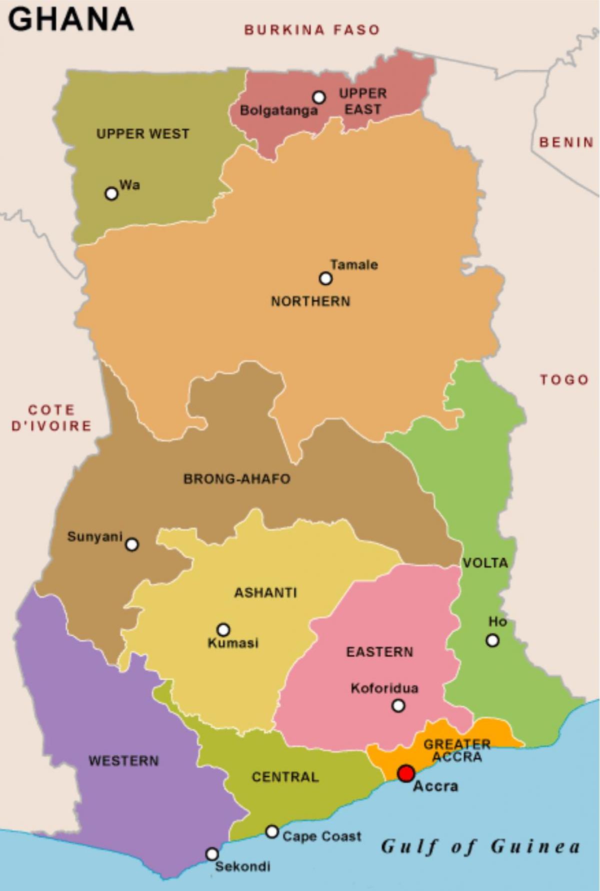 ghana mapa i regions