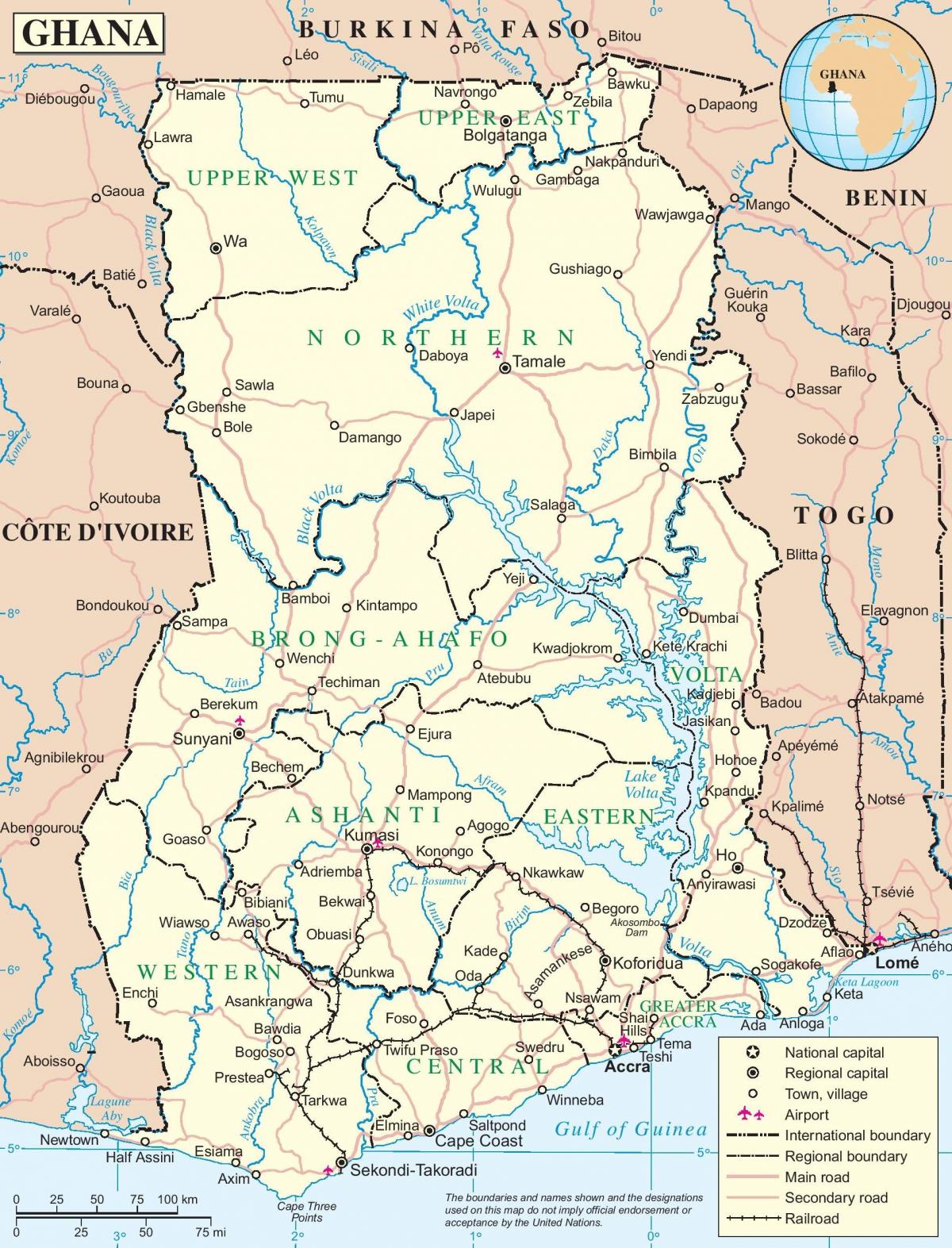 un mapa de ghana