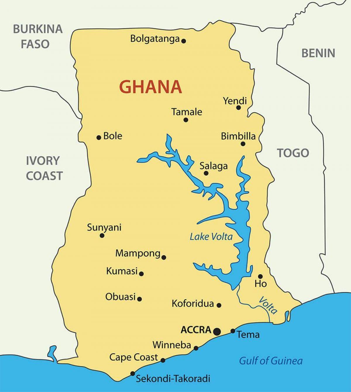 ghana mapa amb les ciutats
